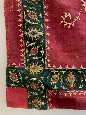 Tibetan coverlet silk embroidery on a felted wool cloth (126 x 103cm)