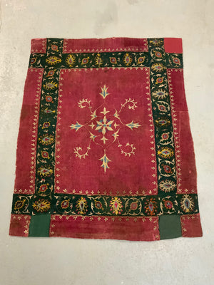 Tibetan coverlet silk embroidery on a felted wool cloth (126 x 103cm)