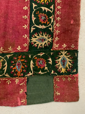 Tibetan coverlet silk embroidery on a felted wool cloth (126 x 103cm)