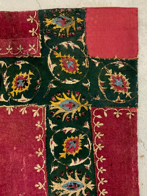 Tibetan coverlet silk embroidery on a felted wool cloth (126 x 103cm)