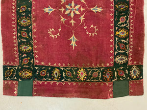 Tibetan coverlet silk embroidery on a felted wool cloth (126 x 103cm)