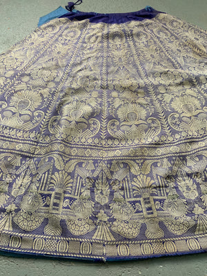 Indian Benares / Lucknow silk & silver brocade skirt