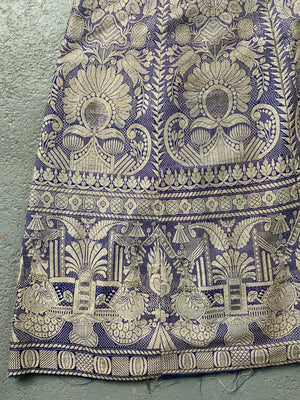 Indian Benares / Lucknow silk & silver brocade skirt