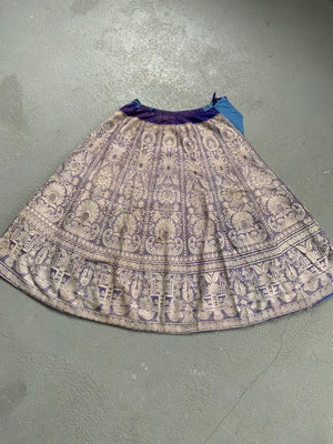 Indian Benares / Lucknow silk & silver brocade skirt
