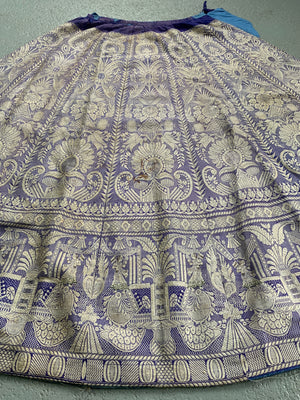 Indian Benares / Lucknow silk & silver brocade skirt