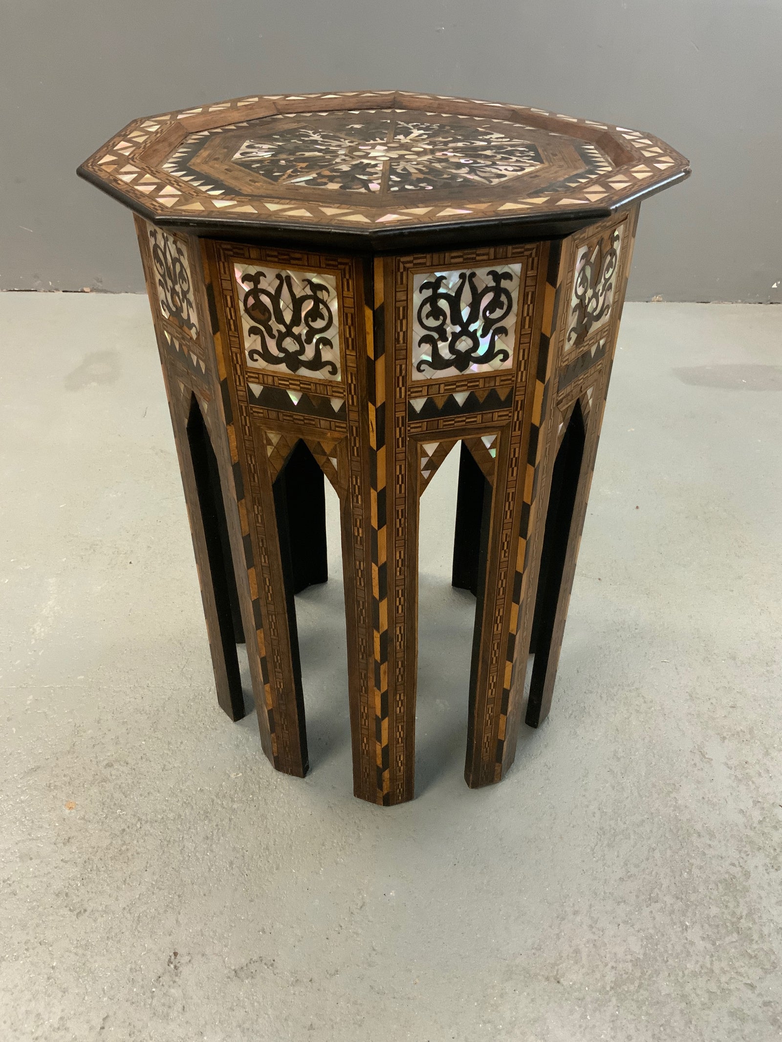 Ottoman Levantine decagonal table with MOP inlay (59 x 46 x 46cm) *AF