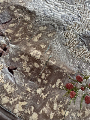 French antique silk brocade  (116 x 72cm)