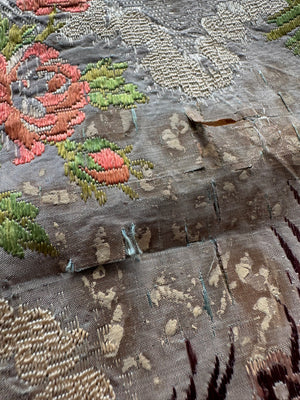 French antique silk brocade  (116 x 72cm)