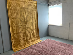 Golden Art deco lined silk drape with tassels (254 x 174cm)