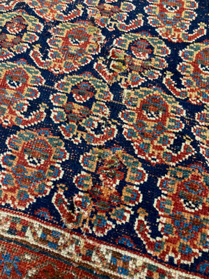 Afshar antique rug with paisley boteh design (212 x 135cm)