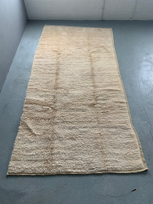 Turkish vintage Karapinar tulu rug in plain undyed wool (274 x 136cm)