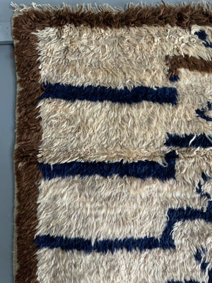 Turkish vintage tulu rug with stepped Seljuk design (143 x 119cm)