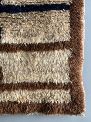 Turkish vintage tulu rug with stepped Seljuk design (143 x 119cm)