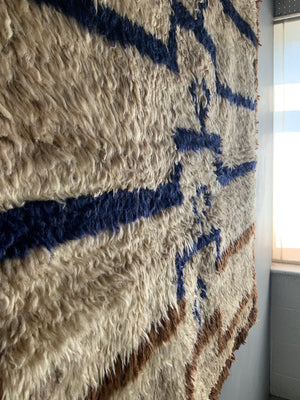 Turkish vintage tulu rug with stepped Seljuk design (143 x 119cm)