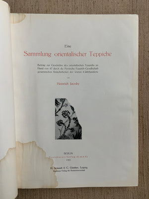 Eine Sammlung Orientalischer Teppische.Jacoby, Heinrich.