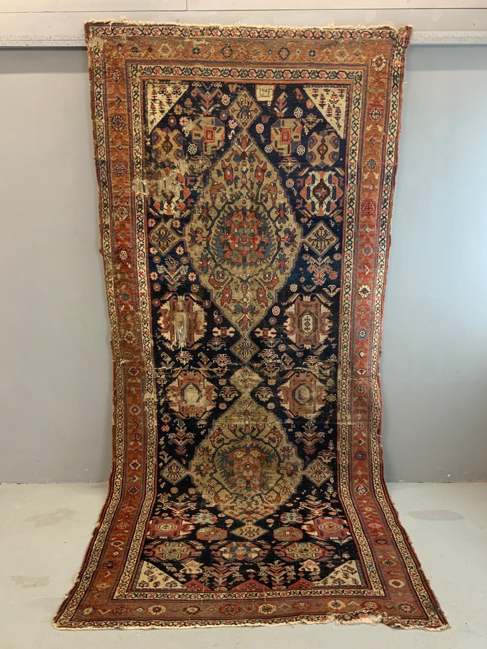 Kurdish antique kelleigh carpet (346 x 154cm) *AF