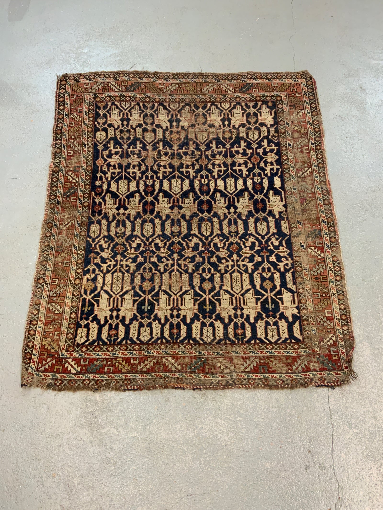 Caucasian antique Konakand blue ground rug (153 x 127cm)