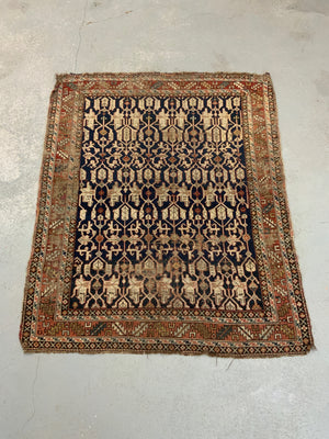 Caucasian antique Konakand blue ground rug (153 x 127cm)