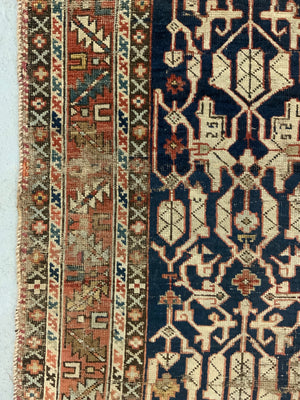 Caucasian antique Konakand blue ground rug (153 x 127cm)