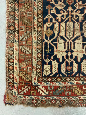 Caucasian antique Konakand blue ground rug (153 x 127cm)