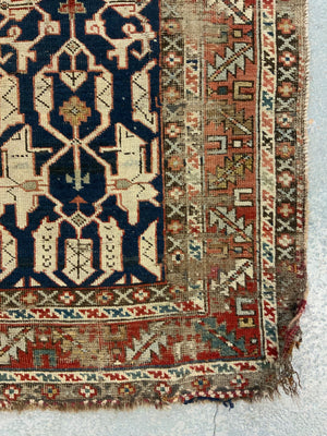 Caucasian antique Konakand blue ground rug (153 x 127cm)