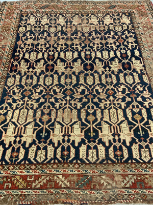 Caucasian antique Konakand blue ground rug (153 x 127cm)