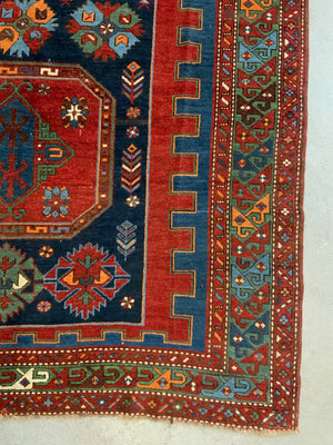 Caucasian antique Kazak large rug / carpet (309 x 187cm)