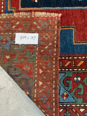 Caucasian antique Kazak large rug / carpet (309 x 187cm)