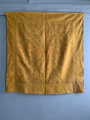 Portuguese antique silk embroidered wool cover (164 x 154cm)