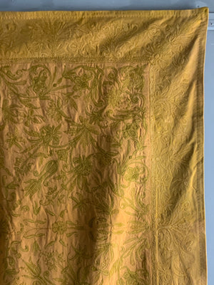 Portuguese antique silk embroidered wool cover (164 x 154cm)