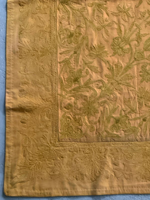Portuguese antique silk embroidered wool cover (164 x 154cm)