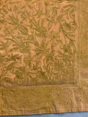 Portuguese antique silk embroidered wool cover (164 x 154cm)