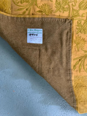 Portuguese antique silk embroidered wool cover (164 x 154cm)