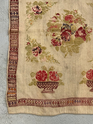 Anatolian cicim brocaded wool rug (90 x 71cm)