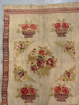 Anatolian cicim brocaded wool rug (90 x 71cm)