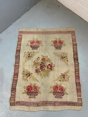 Anatolian cicim brocaded wool rug (90 x 71cm)