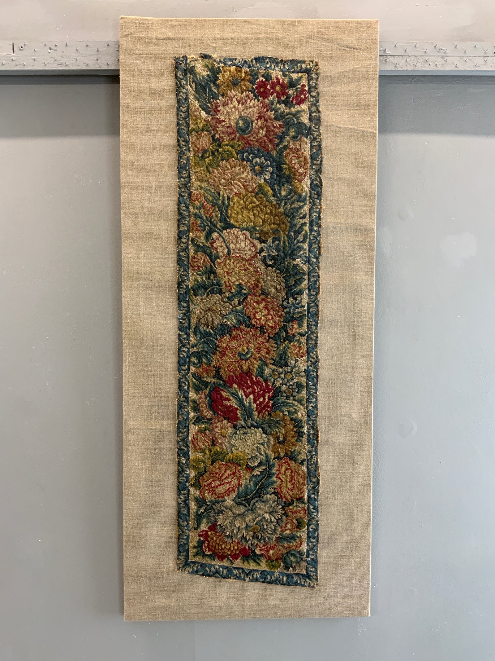 French antique needlework panel (97 x 27cm)