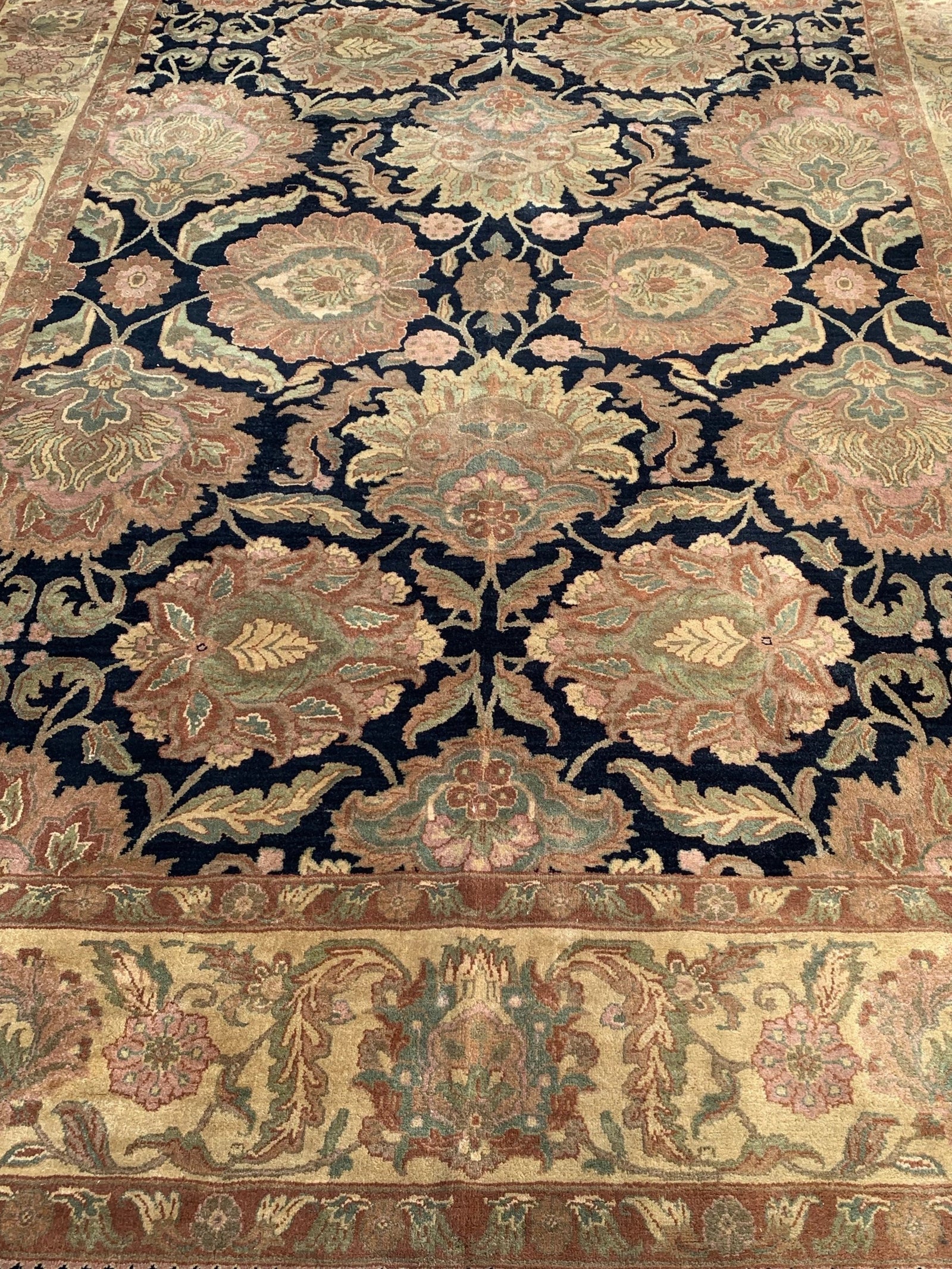 Indian black ground modern carpet (365 x 275cm)