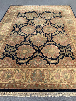 Indian black ground modern carpet (365 x 275cm)
