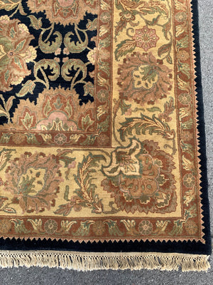 Indian black ground modern carpet (365 x 275cm)