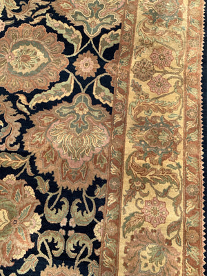 Indian black ground modern carpet (365 x 275cm)