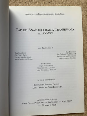 Ionescu, Stefano. : Tappeti Anatolici Dall Transilvania