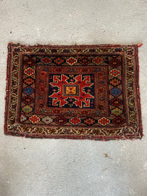 Azeri Kurd hand knotted wool khorjian bagface panel (46 x 65 cm)