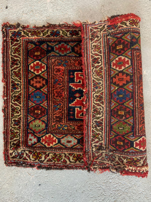 Azeri Kurd hand knotted wool khorjian bagface panel (46 x 65 cm)