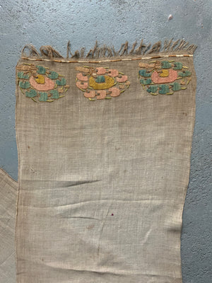 Ottoman antique Turkish towel with embroidered end (160 x 42cm)