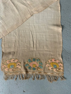 Ottoman antique Turkish towel with embroidered end (160 x 42cm)