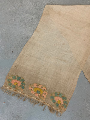 Ottoman antique Turkish towel with embroidered end (160 x 42cm)