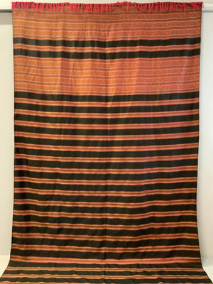 French (?) large striped jaquard cover or shawl (357 x 173cm)