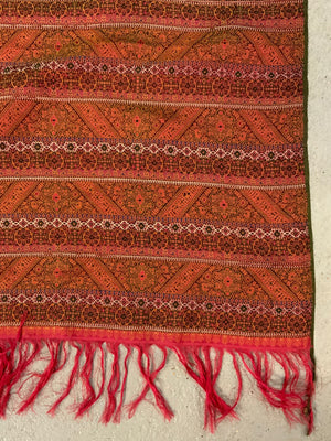 French (?) large striped jaquard cover or shawl (357 x 173cm)