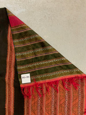 French (?) large striped jaquard cover or shawl (357 x 173cm)